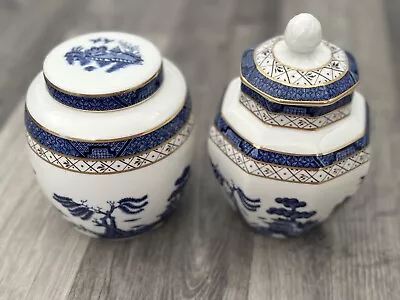 Buy Vintage Royal Doulton Booths Real Old Willow Ginger Jar Lidded Pot Pair X2 • 25£