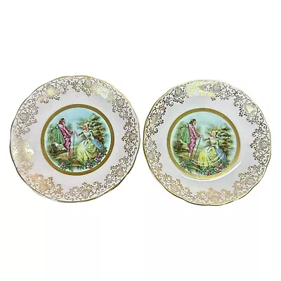 Buy Ashley Fine Bone China Set Of 2 Saucers Courting Scene Replacements • 10.99£