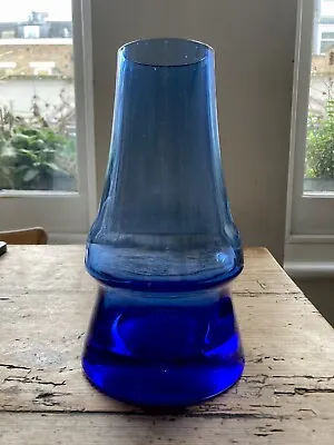 Buy Riihimaki 'Piippu' Riihimaen Aimo Okkolin Blue Glass Vase • 18£