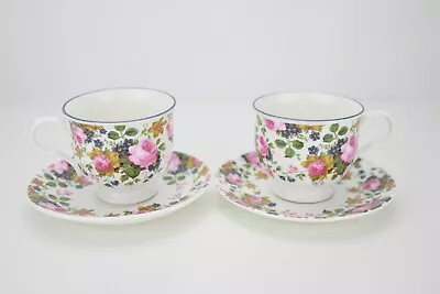 Buy Vintage(1970) Sadler Olde Chintz Tea Cup Duos(2) Roses & Forget-Me-Not Pattern • 22£