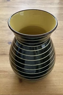 Buy Vintage Yellow Black & White Striped Babbacombe Torquay Vase 8” Devon Pottery • 15£