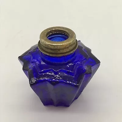 Buy Vintage  Star Design Victorian Cut Blue Glass  Bottle • 10£