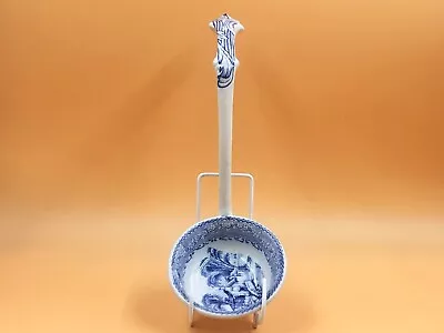 Buy Large Antique Country Scene Blue & White Pottery Ladle. 11 . C1840-1900. • 75£