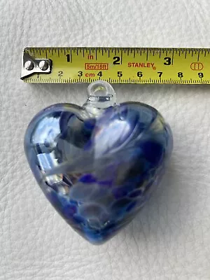 Buy BN Glass Heart Paperweight Blue Pattern Mint Condition • 9.99£