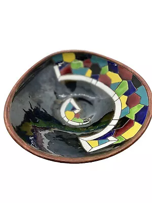 Buy Keramos Israel Hand-painted Studio Art Pottery Enameled Ceramic Mosaic Bowl • 69.87£