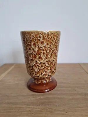 Buy Devon Pottery, Honeycomb Mottled Brown Drip Glazed Conical Vase, 1960s 70s • 11.50£