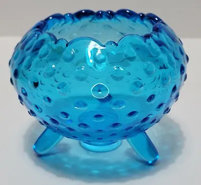Buy Colonial Blue Hobnail Glass Footed Rose Bowl • 21.14£