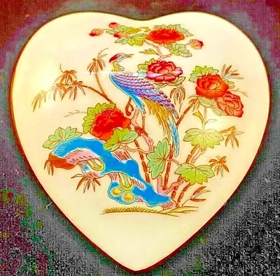 Buy Vintage Wedgwood Bone China Heart Shaped Kutani Crane Trinket Box.   • 13£