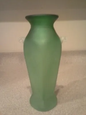 Buy Vintage Art Deco Green Depression Satin Glass Vase Hand Blown • 38.42£