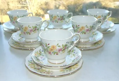 Buy Colclough English Bone China Hedgerow Pattern 18PC Cups Saucers Plates 1990s • 38£