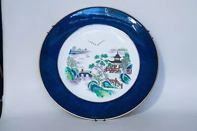 Buy Antique Decorativ Blue Wall Plate Crown Stafforshire Japanese Landscape Gold Rim • 4.99£