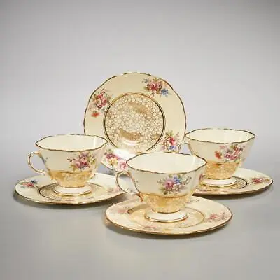 Buy Hammersley Pale Yellow Scalloped Square Teacups Saucers Bone China England 7pcs • 99.74£