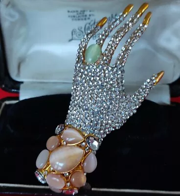 Buy Vintage Art Deco Inspired Crystal Hand Brooch Pin • 10.95£
