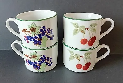 Buy Royal Worcester Evesham Vale Mugs Fine Porcelain Cherry & Blackcurrant 1986 X 4 • 10.99£