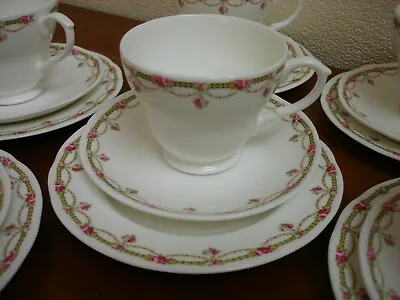 Buy Vintage Duchess 18 Piece Tea Set - 6 X Trios Dainty Pink Roses Swags  • 25£