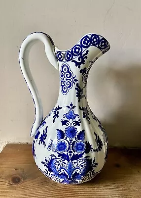 Buy Antique 1875 French Gien Blue & White Faience Scalloped Pitcher/Jug • 50£