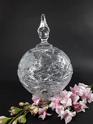 Buy Beautiful Vintage Cut Crystal Glass Bowl / Bonbon Dish With Lid - Heavy Glass • 24.99£