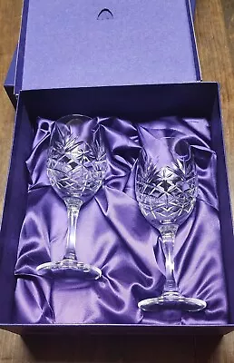 Buy Edinburgh Crystal DUET (2) Tall Wine Glasses Boxed 7″  • 44.17£