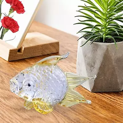 Buy Clear Glass Goldfish Figurine Ornaments Cute Decor Animal Gifts Miniature • 8.60£