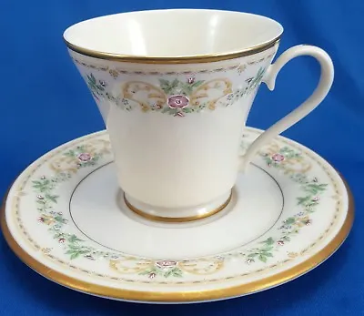 Buy Gorham Royalston Tea Cup And Saucer 6 Oz Cream Porcelain Roses Gold Trim • 7.78£