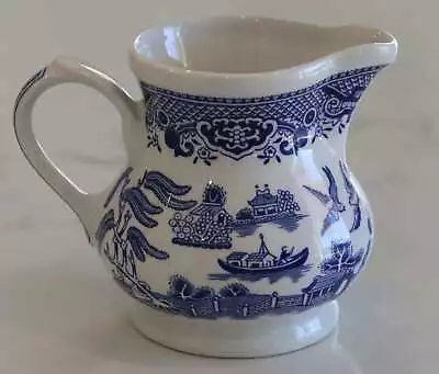 Buy Pretty Vintage Churchill Willow Pattern Milk Creamer/Jug - Blue And White China • 15.81£