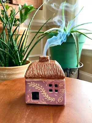 Buy Handmade Pottery Stoneware Cottage Incense Burner Lantern Purple. Kurinuki • 34.58£