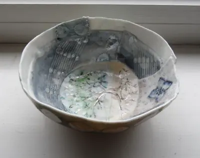 Buy Leah Hinks ,  Suffolk  Pottery  Dish  Bowl, Blue, Green, Oak Tree. • 35£