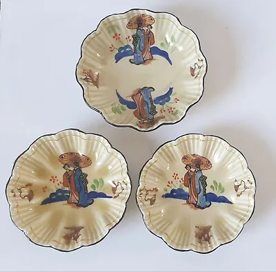 Buy Rare Vintage Handpainted Bursley Ware Japanese Giesha Frilled Rim Serving Dishes • 25£
