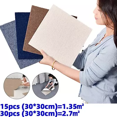 Buy Self Adhesive Carpet Floor Tiles Sticker Square Rugs Peel And Stick Mat DIY Floo • 30.03£