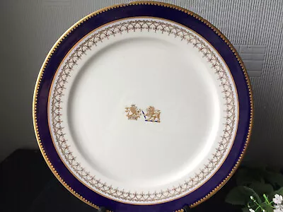 Buy Royal Cauldon Dinner Plate Decor Royalty Cobalt Blue & Gold Rim Servind Plate • 6£