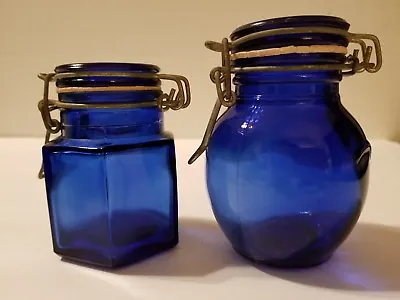 Buy Set Of 2 Vintage Cobalt Blue Spice Jars • 26.84£