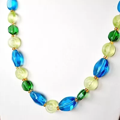 Buy Uranium Necklace 21'' Uranum Vaseline Glass Czech Old Beads Women`s Jewelry • 45.06£