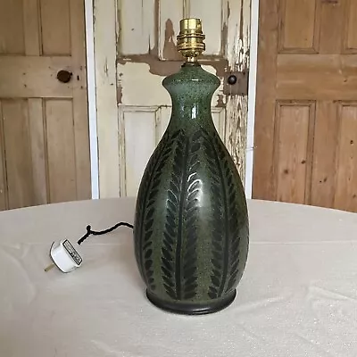 Buy Vintage Mid Century Modernist Iden Pottery Rye Green Lamp Base Ceramic Lamp • 45£