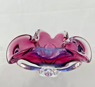 Buy Vintage Josef Hospodka Chribska (?)  Art Glass Bowl 2 Colour 60s Czech  (C8) • 9.99£