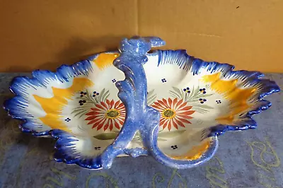 Buy Lovely Hb Quimper Ceramic Basket Bowl Marked C.p F.208 D.240 Hand Painted • 22.99£