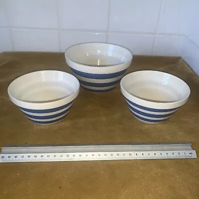 Buy 3 Blue & White Cornishware Pudding Basins 2x5” & 1x6” Diameter • 20£