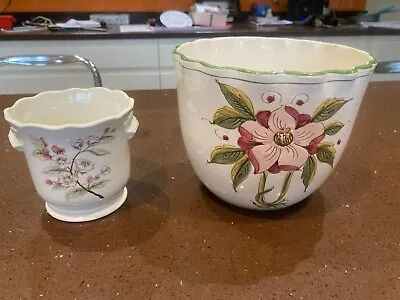 Buy Royal Winton Small 11cm Pot & Large Ceramic Planter, Plant Pot, Cream, 16cm High • 13.99£