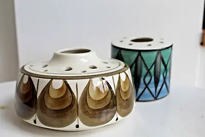 Buy Vintage Mid Century Jersey Pottery Flower Vases X 2, Flower Holder • 9.99£