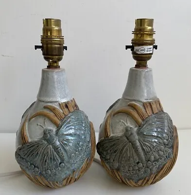 Buy Bernard Rooke Signed, Pair Of Butterfly Studio Pottery Lamps 25cm  • 175£