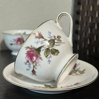 Buy Vintage Set Of 7 Coffee Cups Aladdin Fine China Moss Rose • 80.32£