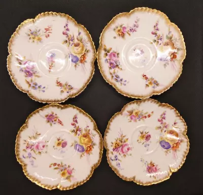 Buy Four Antique Hammersley And Co Hand Painted  Dresden Spray  Saucers • 27.88£