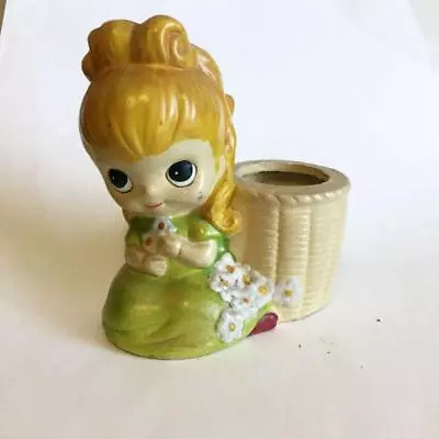 Buy Showa Retro Modern Pottery Girl Doll Flower Picking Japanese • 74.84£