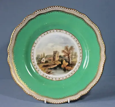 Buy Antique Copeland Dessert Plate,  View Of Goring On Thames Church C1852 • 29£