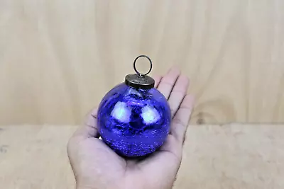 Buy Cobalt Blue Crackle Glass German Kugel Ball: Vintage Christmas Decor Ornament • 61.98£