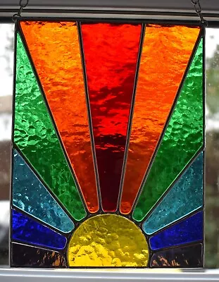 Buy Stained Glass Rainbow Sunburst Panel Suncatcher  Handmade In England • 66.50£