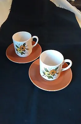 Buy Crown Devon Fieldings 2 X Coffee Cups. 8 Cm & Saucers 15cm • 4.99£