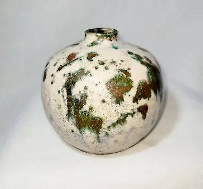 Buy Studio Art Pottery Signed Stoneware Cream/Multicolor Weed Pot/Bud Vase • 81.08£