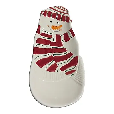Buy ND Exclusive Snowman Red Scarf Design Serving Plate Tray See Crazing READ • 23.97£