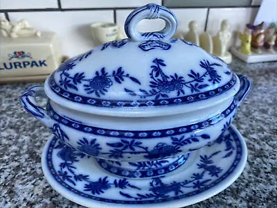 Buy Delft Style Blue White Small Bowl Vase Ornament With Lid Handles 20cm X 10cm App • 10£