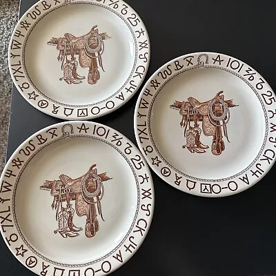 Buy Boots&Saddle Set Of (3) Dinner 10 1/2 Plates. Wallace China • 239.76£